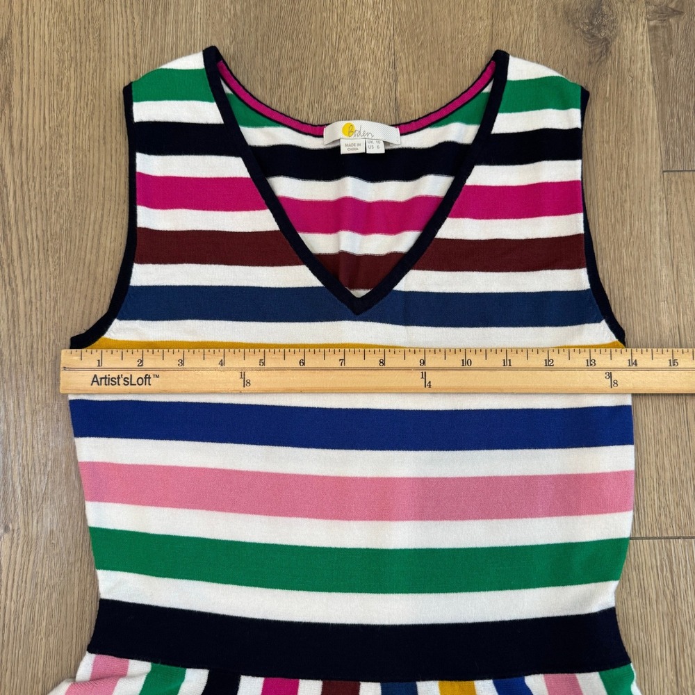 Boden Gracie Stripped Knit Multi Color Fit and Flare V-Neck Midi Dress US 6 - Picture 8 of 10